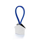 Брелок BOLKY, металл/силикон, серебристый c синим, 2,8х2,7х1 см